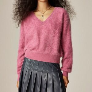 NWT J. Crew CM703 Pink Brushed Cashmere V-Neck Women's Sweater Sz XS